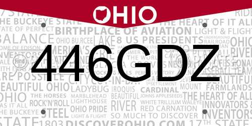 446GDZ Ohio License Plate
