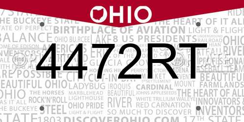 4472RT Ohio License Plate