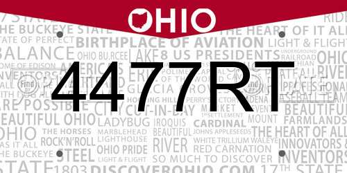 4477RT Ohio License Plate