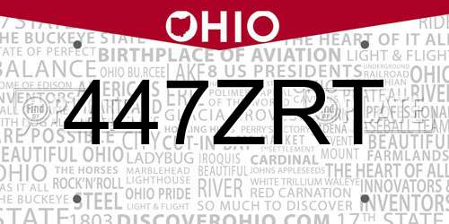 447ZRT Ohio License Plate