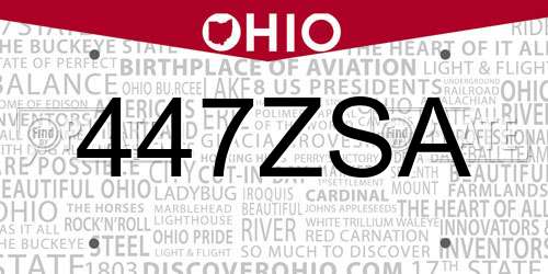 447ZSA Ohio License Plate