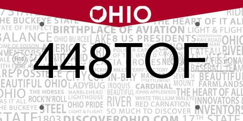 448TOF Ohio License Plate