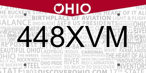 448XVM Ohio License Plate