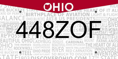 448ZOF Ohio License Plate
