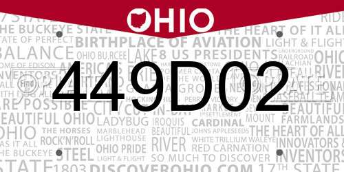 449D02 Ohio License Plate