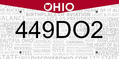449DO2 Ohio License Plate