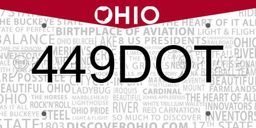 449DOT Ohio License Plate
