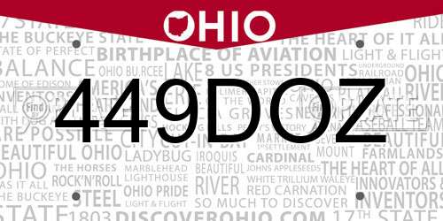 449DOZ Ohio License Plate
