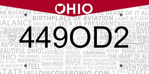 449OD2 Ohio License Plate