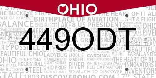449ODT Ohio License Plate