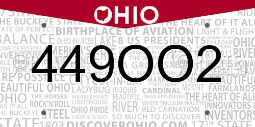 449OO2 Ohio License Plate