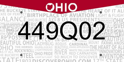 449Q02 Ohio License Plate