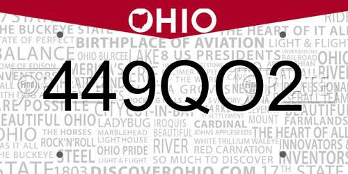 449QO2 Ohio License Plate