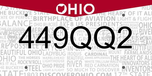 449QQ2 Ohio License Plate