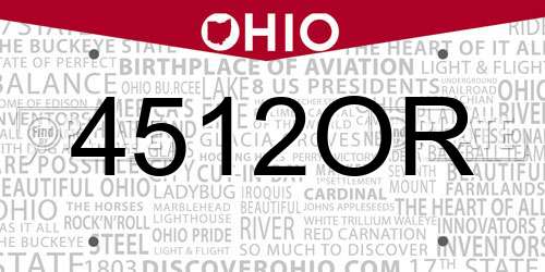 4512OR Ohio License Plate