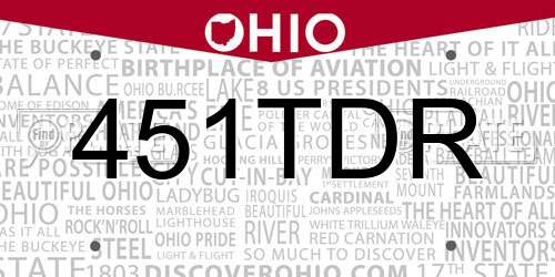 451TDR Ohio License Plate