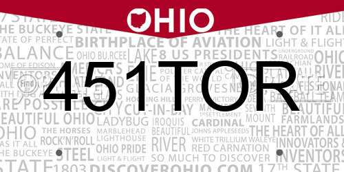 451TOR Ohio License Plate