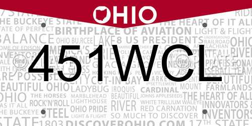 451WCL Ohio License Plate