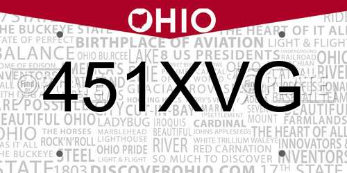 451XVG Ohio License Plate