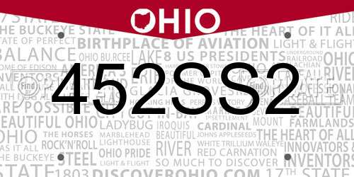 452SS2 Ohio License Plate