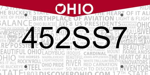 452SS7 Ohio License Plate