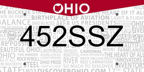 452SSZ Ohio License Plate