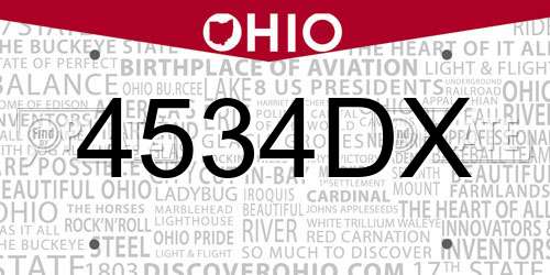 4534DX Ohio License Plate