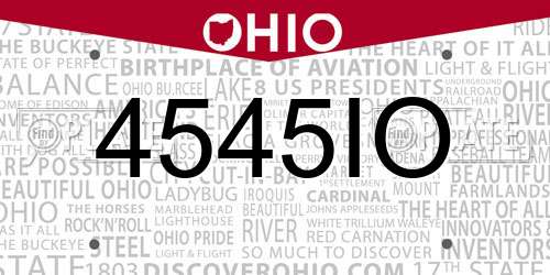 4545IO Ohio License Plate
