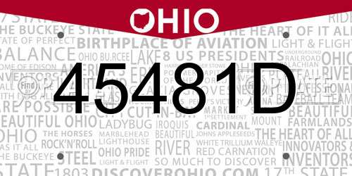 45481D Ohio License Plate
