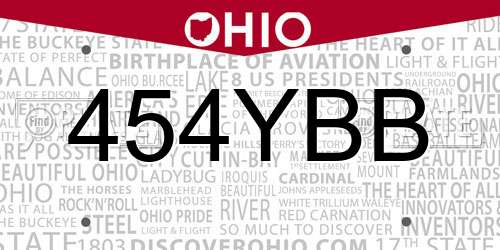 454YBB Ohio License Plate
