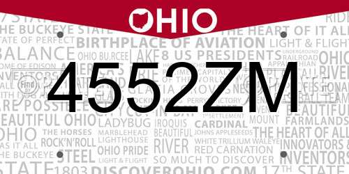 4552ZM Ohio License Plate