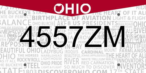 4557ZM Ohio License Plate