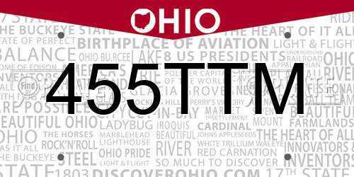 455TTM Ohio License Plate