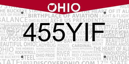 455YIF Ohio License Plate