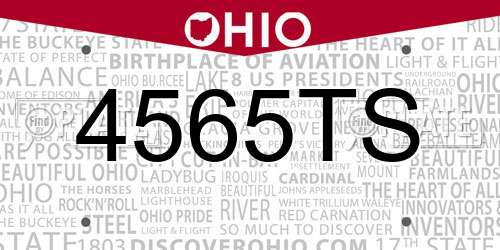 4565TS Ohio License Plate