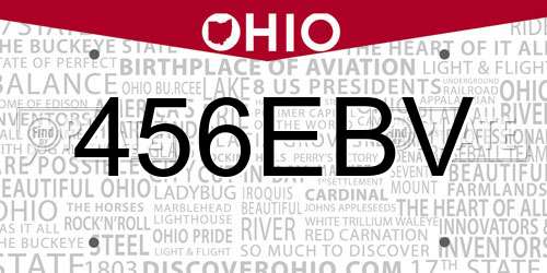 456EBV Ohio License Plate