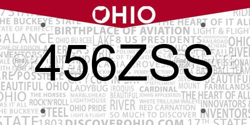 456ZSS Ohio License Plate