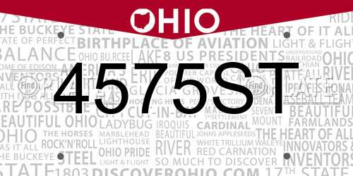 4575ST Ohio License Plate