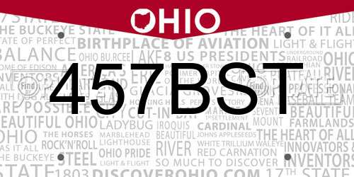 457BST Ohio License Plate