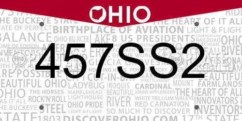 457SS2 Ohio License Plate