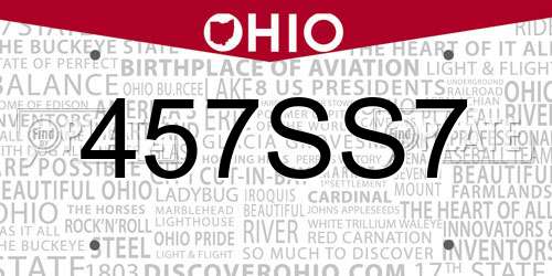 457SS7 Ohio License Plate