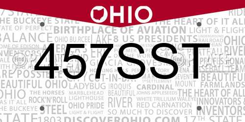 457SST Ohio License Plate