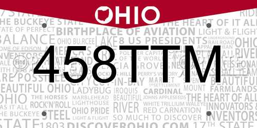 458TTM Ohio License Plate