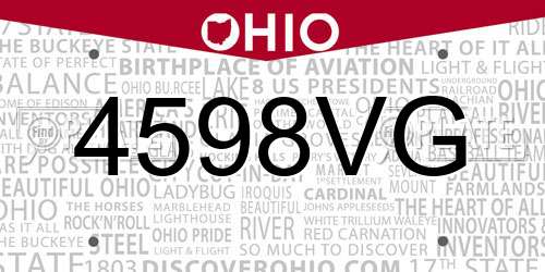 4598VG Ohio License Plate