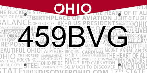 459BVG Ohio License Plate