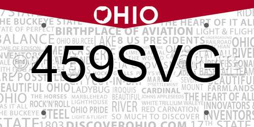 459SVG Ohio License Plate