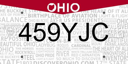 459YJC Ohio License Plate