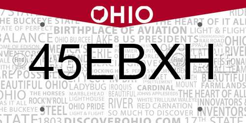 45EBXH Ohio License Plate
