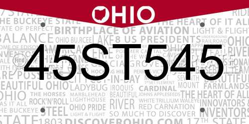45ST545 Ohio License Plate