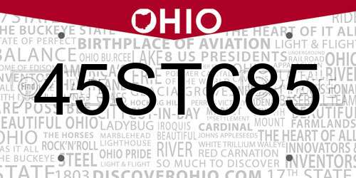 45ST685 Ohio License Plate